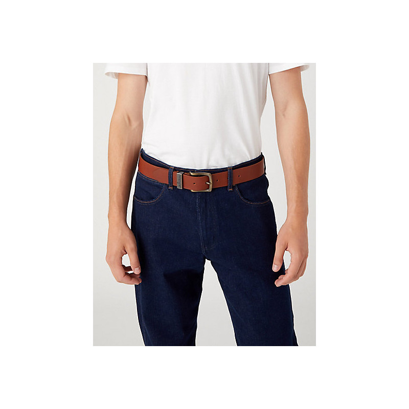 Pánský opasek Wrangler 112125433 W0080US6K belt cognac, kožený opasek