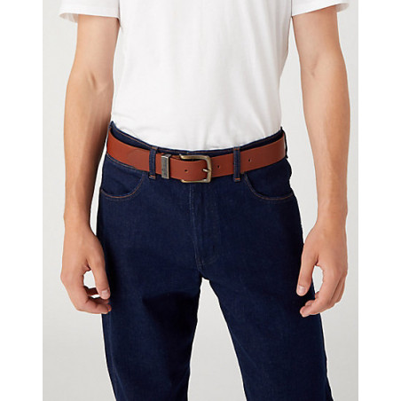 Pánský opasek Wrangler 112125433 W0080US6K belt cognac, kožený opasek
