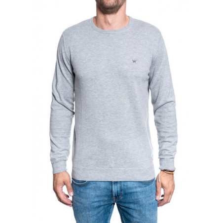 Pánský svetr Wrangler W8A02PX37 crewneck knit mid grey mel